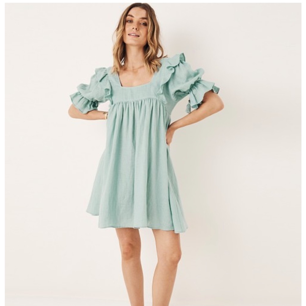 Spell Mint Green Ruffled Mini Dress - Picture 12 of 14